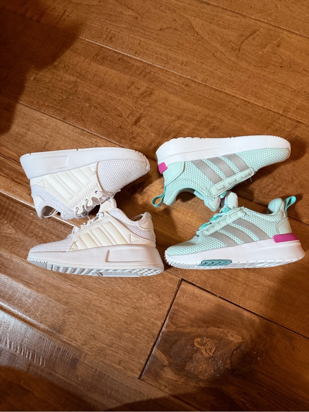 adidas Kids Sneakers - White & Mint with Pink Accent